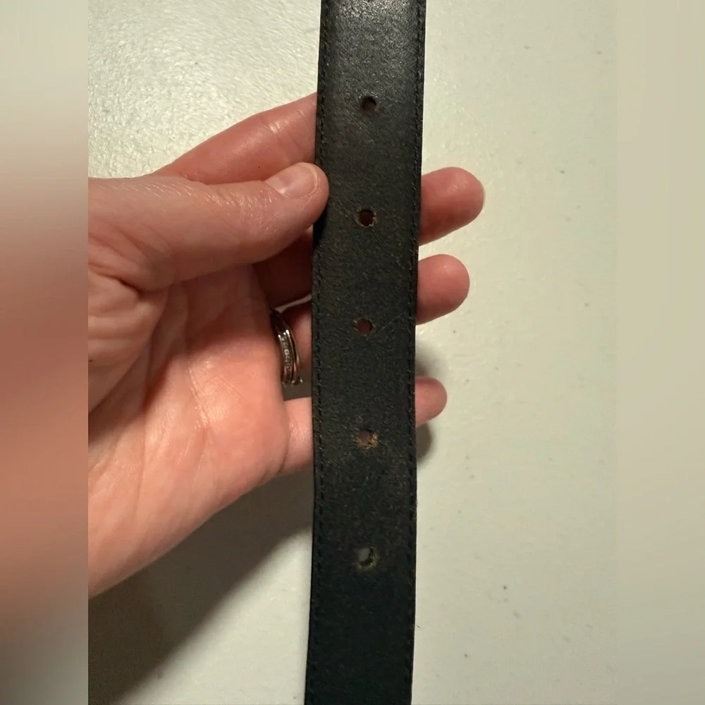Fossil Black Leather Belt Silver Bamboo Buckle Size XL Extra Large Classic